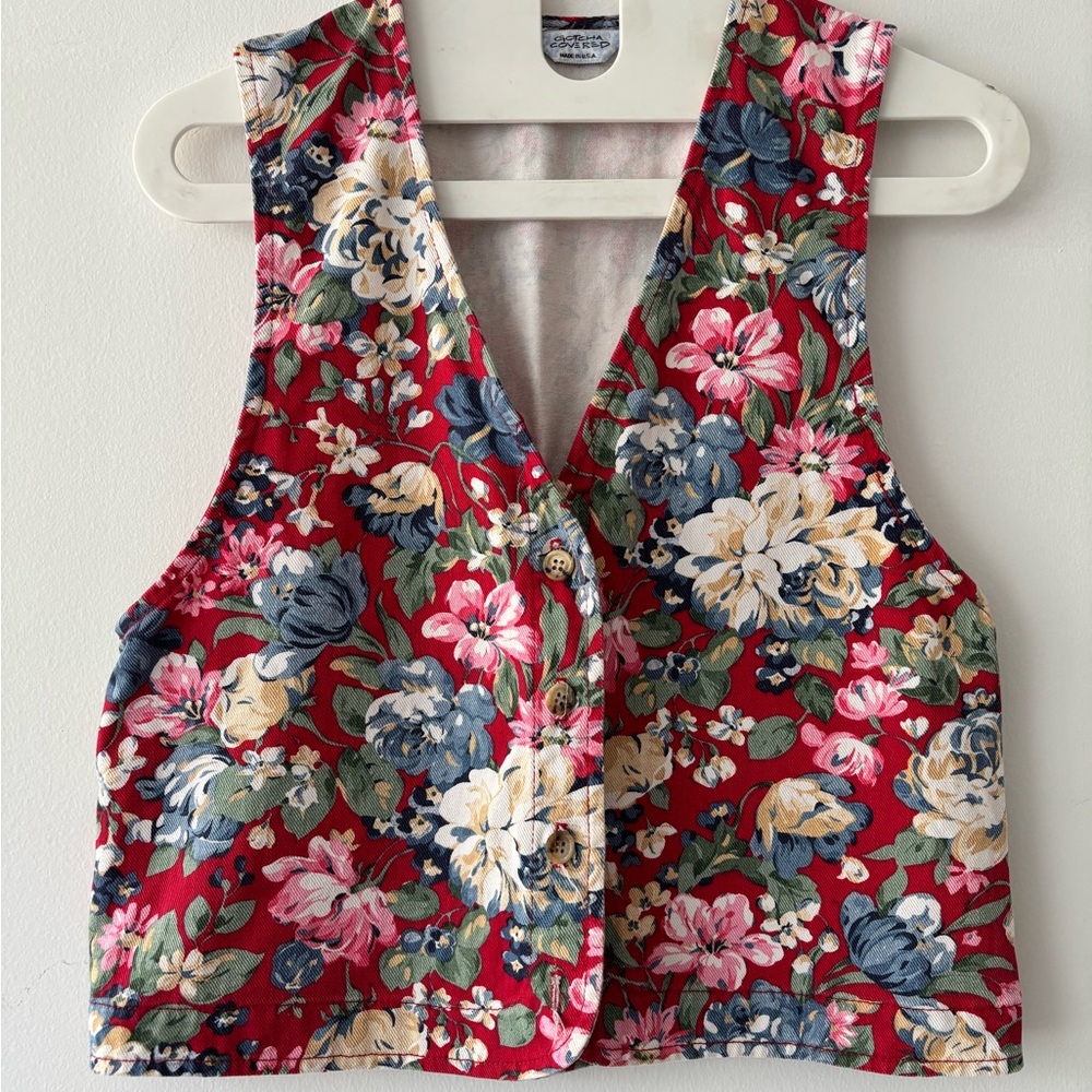 NWOT Vintage floral vest cotton cottage core vest Gotcha Covered S